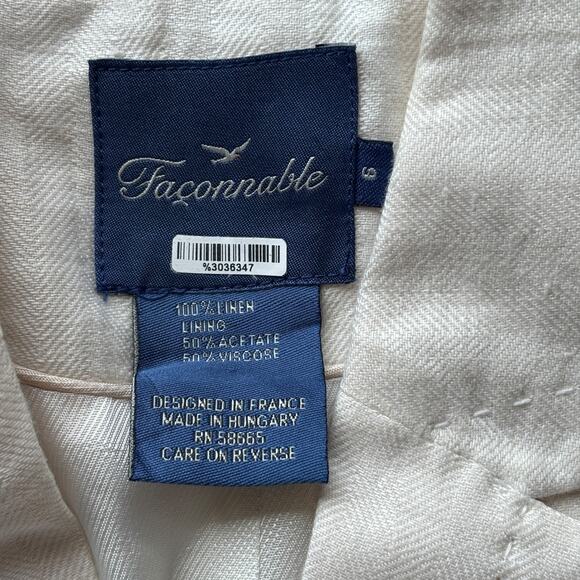 Vintage Faconnable Blazer Men's Sz 6 Beige Linen Canvas Hopsack Premium Designer - Picture 4 of 11